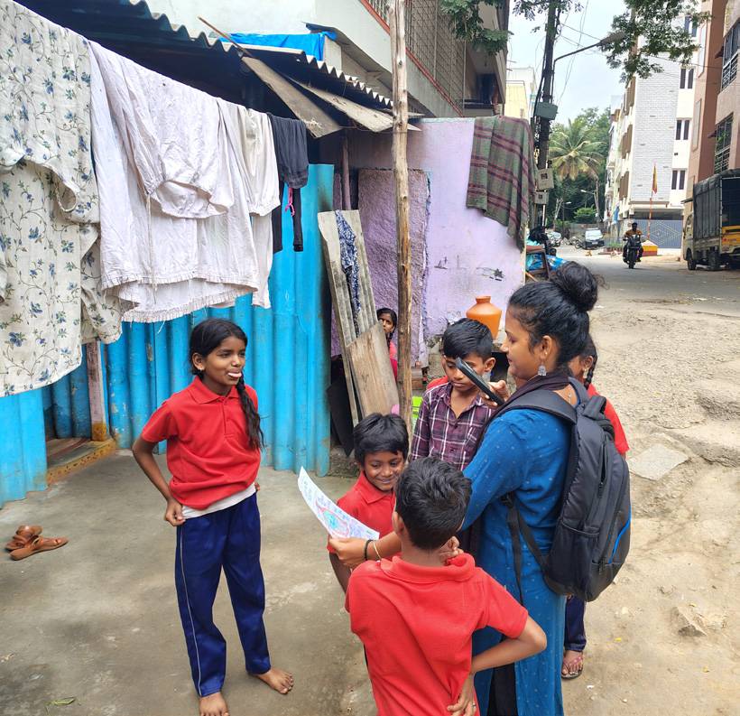 Children taking part in a neighbourhood survey