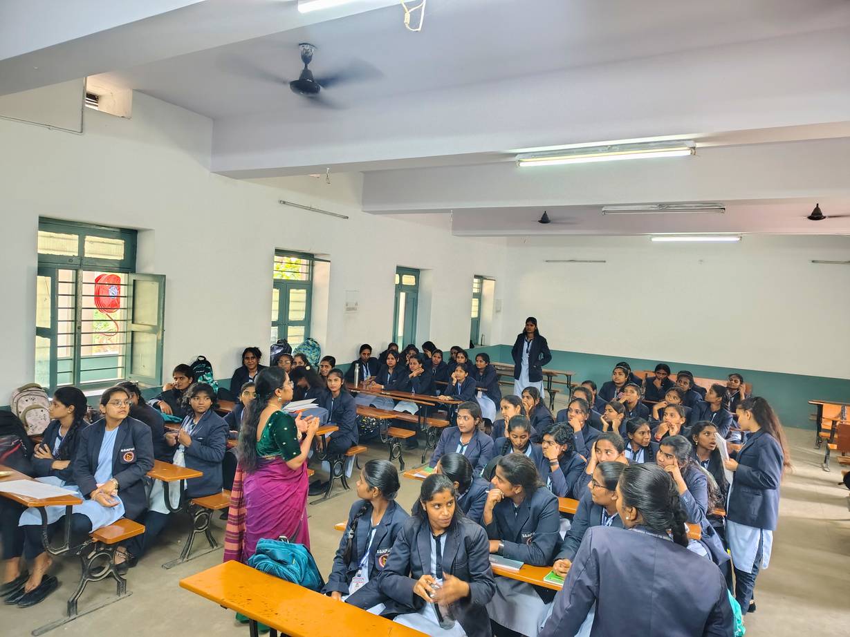 Students at a water safety session in a classroom